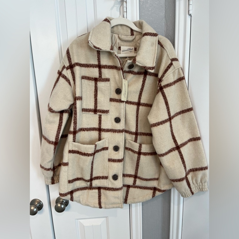 Universal Thread Cozy Plaid Button-Front Jacket -… - image 4